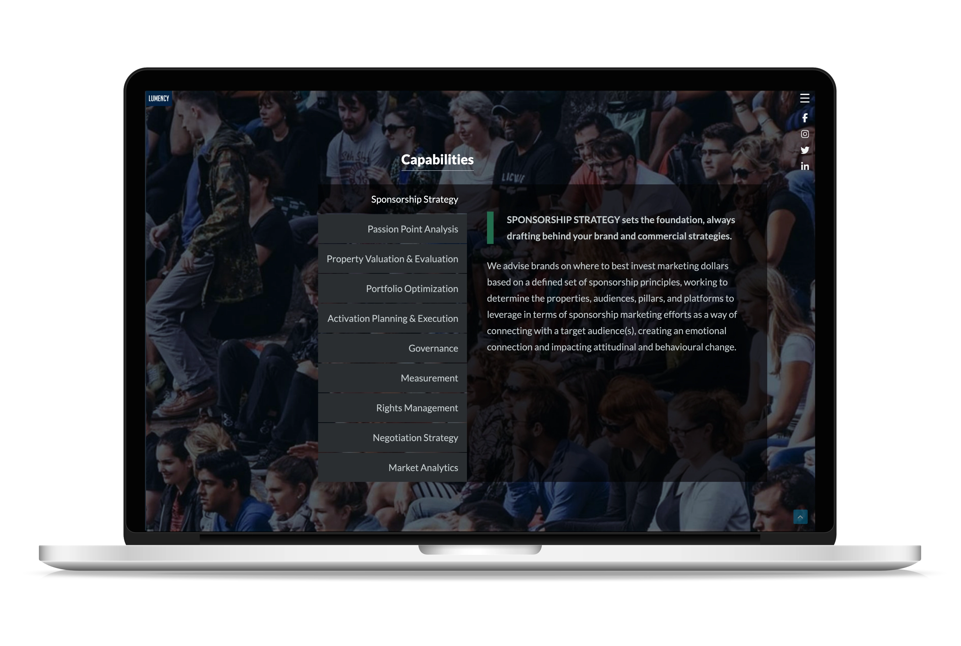 Lumency website on a laptop