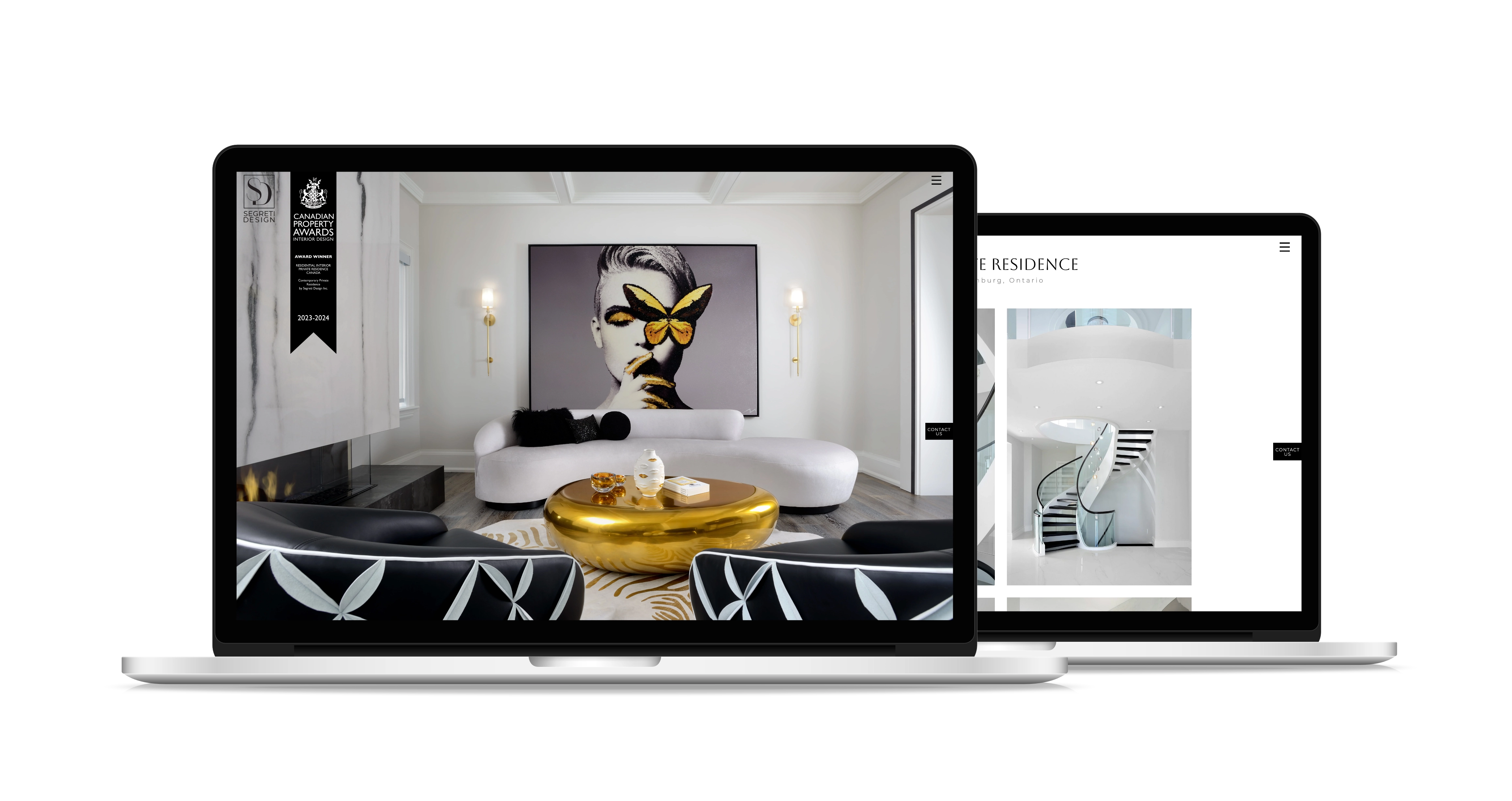 SegretiDesign.com viewed on two laptop screens